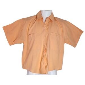 Vintage Detour Peach Short Sleeve Button Down Shirt with Chest Pockets Women's S